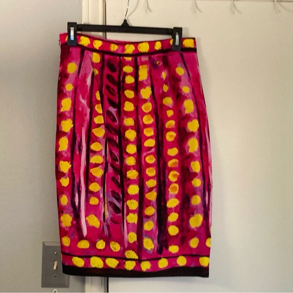MOSCHINO couture Vibrant Pink and Yellow Patterned Skirt - Picture 2 of 4